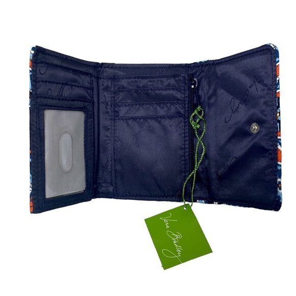 VERA BRADLEY Quilted Wallet Blue Boho Floral Cotton Marrakesh Tri-Fold Retired - Picture 2 of 10